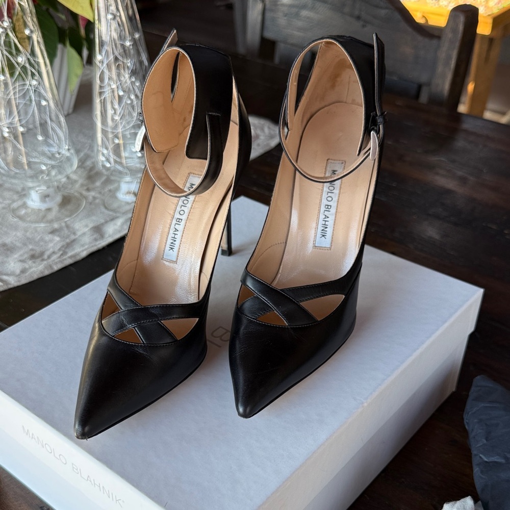 Manolo Blahnik Black Strappy Heels